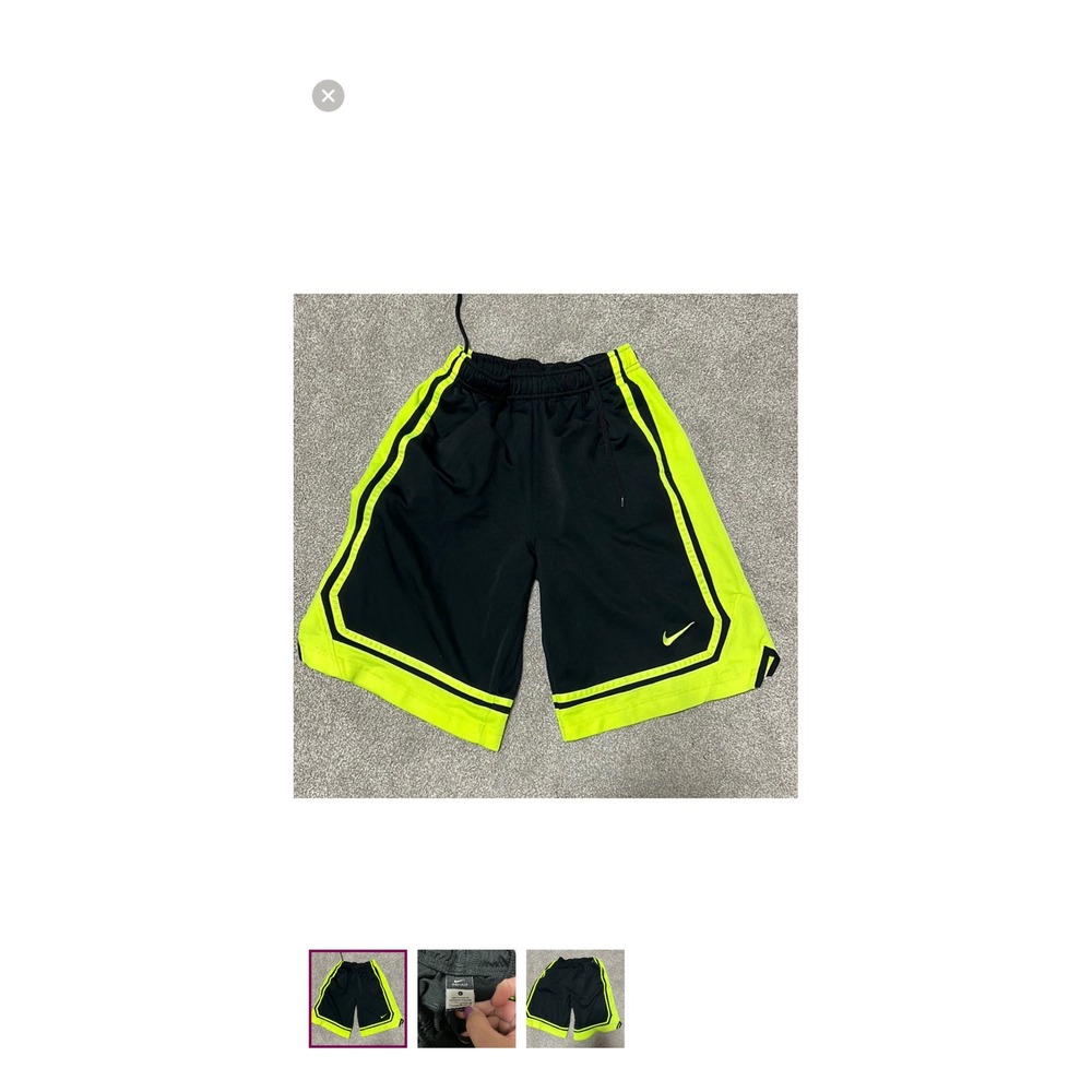 Nike Dri Fit‎ Kids Basketball Shorts Black Neon Yellow Athletic Size M